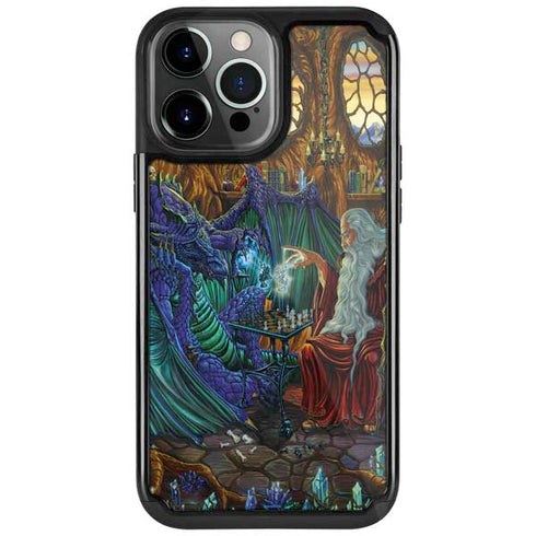 Dragon and Wizard Playing Chess by Ed Beard Jr iPhone Cases
